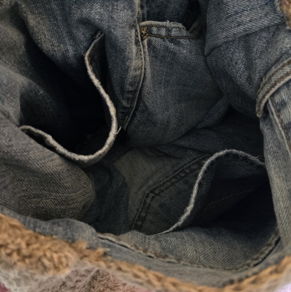 Unique Handmade Reversible Crocheted Jute and Denim Purse - Picture 4 of 8